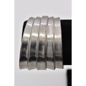 Robin Kahn Vintage Cuff Bangle Bracelet Heavy Chunky Silver Tone Signed 80s Bin2